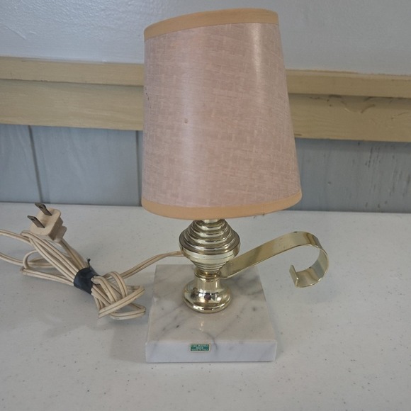 The Unbranded Brand Other - Vintage Italian Marble 3" Base Square Lamp Genie Handle Style 1950s Electric